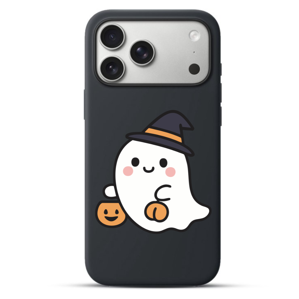 Telefoonhoesje Ghost Holding Pumpkins (Apple iPhone serie, Zwart)
