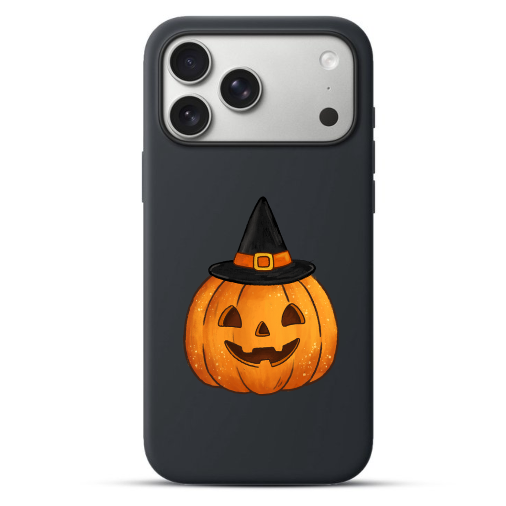 Telefoonhoesje Pumpking With Witch Hat (Apple iPhone serie, Zwart)