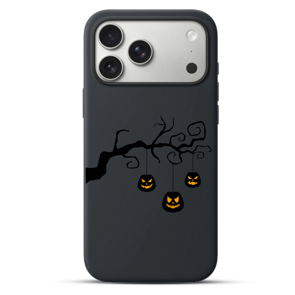 Telefoonhoesje Spooky Pumpking Tree (Apple iPhone serie, Zwart)