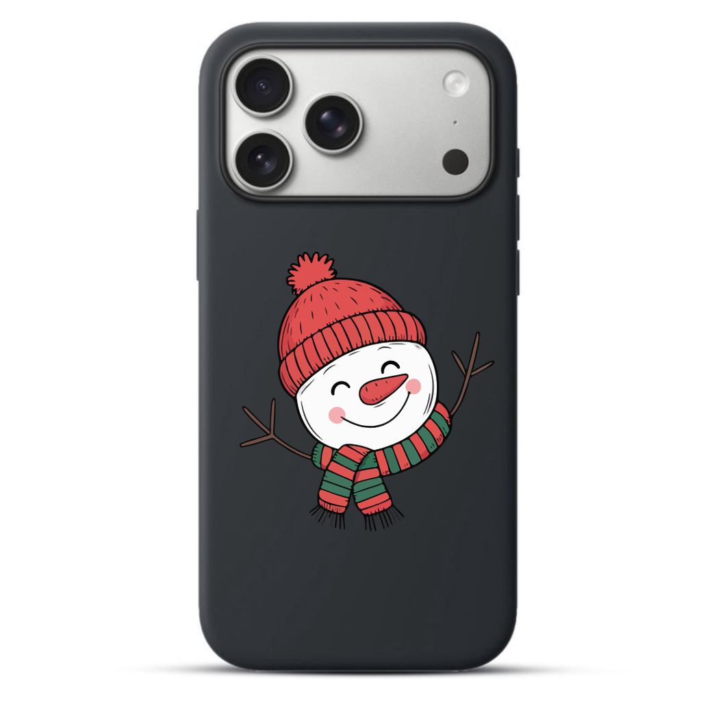 Telefoonhoesje  Snowman with Red Hat and Scarf (Apple iPhone serie, Zwart)