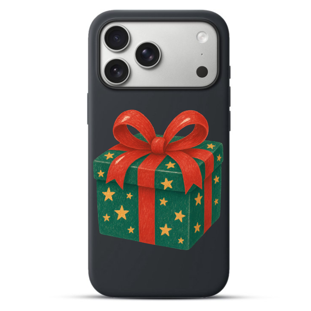 Telefoonhoesje Textured Christmas Gift Box (Apple iPhone serie, Zwart)
