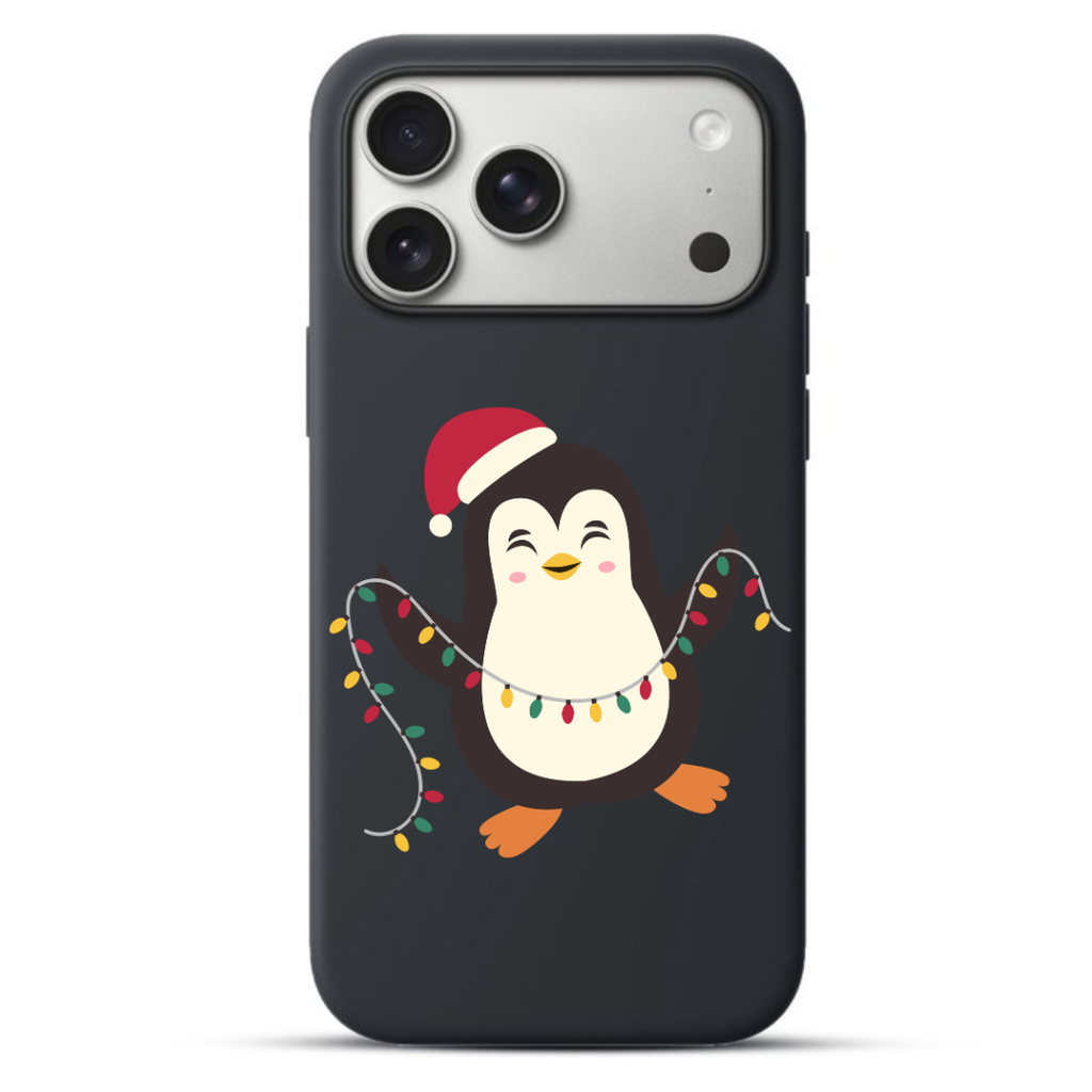 Telefoonhoesje Christmas Penguin Character (Apple iPhone serie, Zwart)