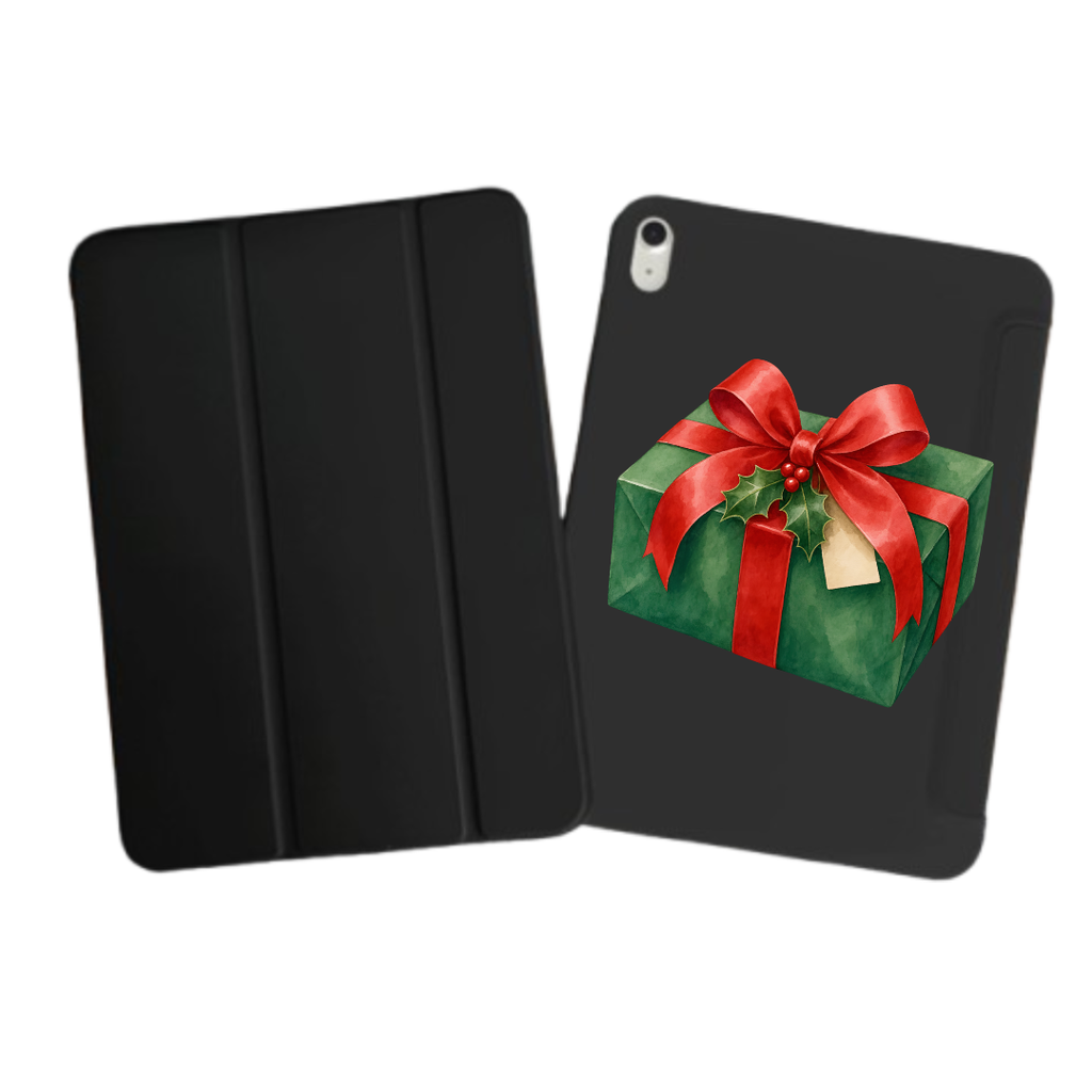 iPad Tablet Hoes  Christmas Gift Box With Holly (Samsung Galaxy Tab serie, Zwart)