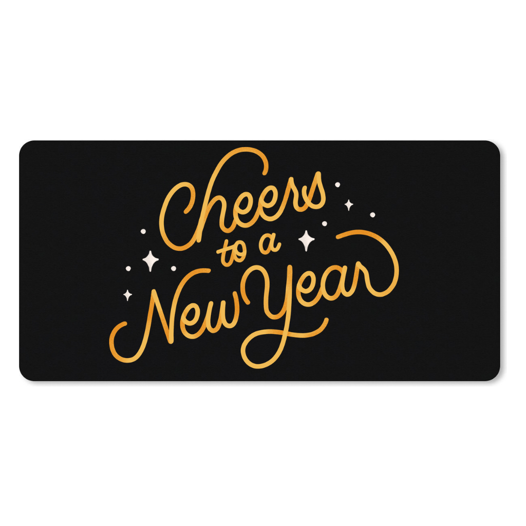 Muismat Semi Bold Textured New Year Cheers to a New Year (25 x 21 cm (S), Zwart)