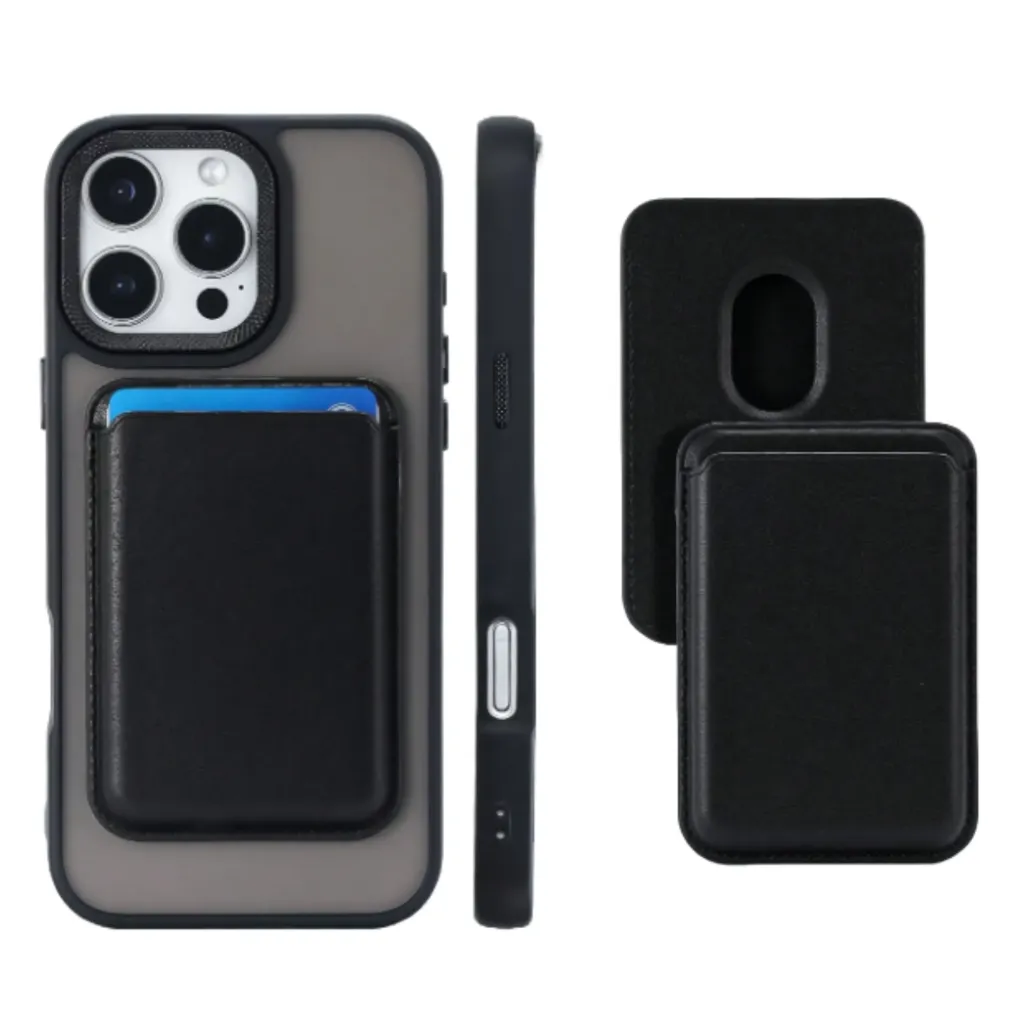 Magnetisch Telefoonhoesje Basic Zwart + Magnetische Kaarthouder