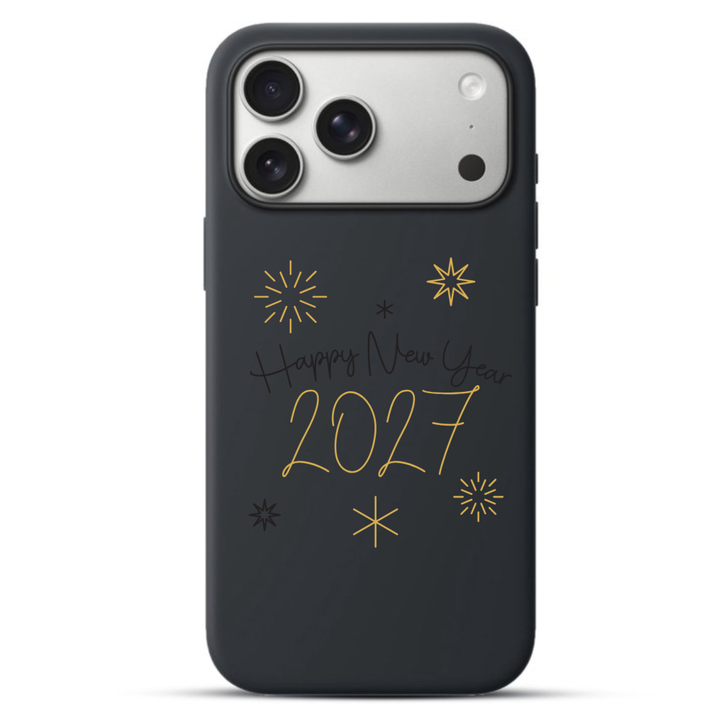 Telefoonhoesje Monoline Happy New Year 2027 Lockup (Apple iPhone serie, Zwart)