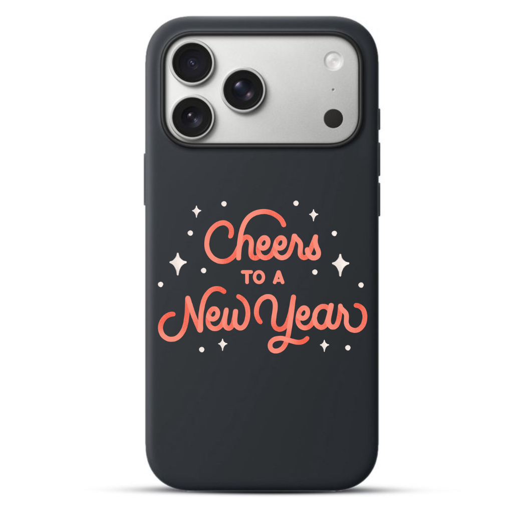 Telefoonhoesje Semi Bold Textured New Year Greetings Cheers New Year (Apple iPhone serie, Zwart)