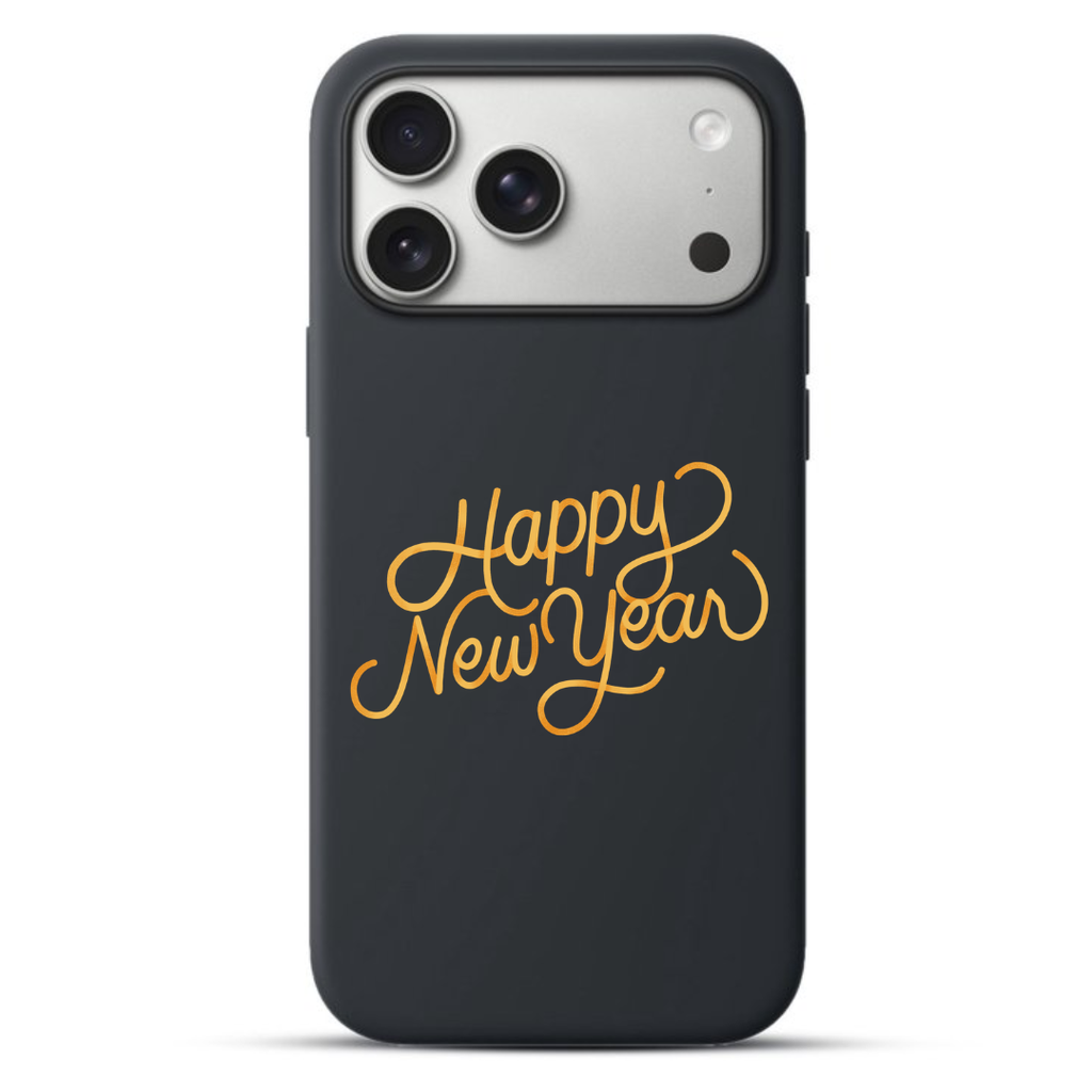Telefoonhoesje Semi Bold Textured New Year Greetings (Apple iPhone serie, Zwart)