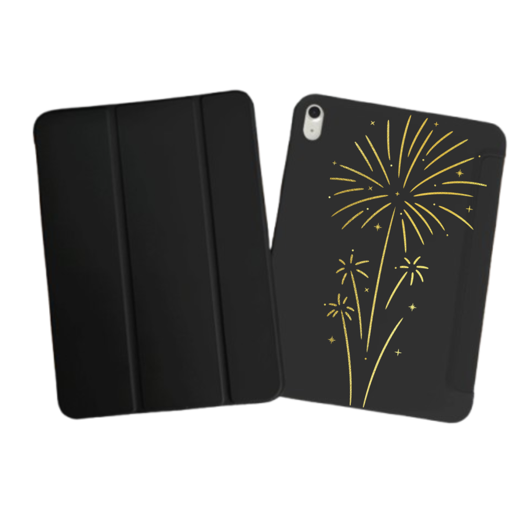 iPad Tablet Hoes Elegant Gold New Year's Eve Fireworks (Samsung Galaxy Tab serie, Zwart)