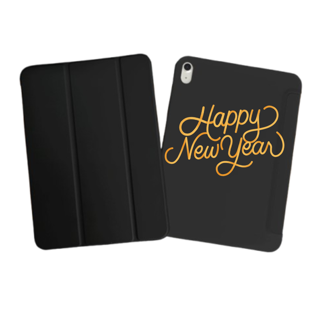 iPad Tablet Hoes Semi Bold Textured New Year Greetings (Samsung Galaxy Tab serie, Zwart)