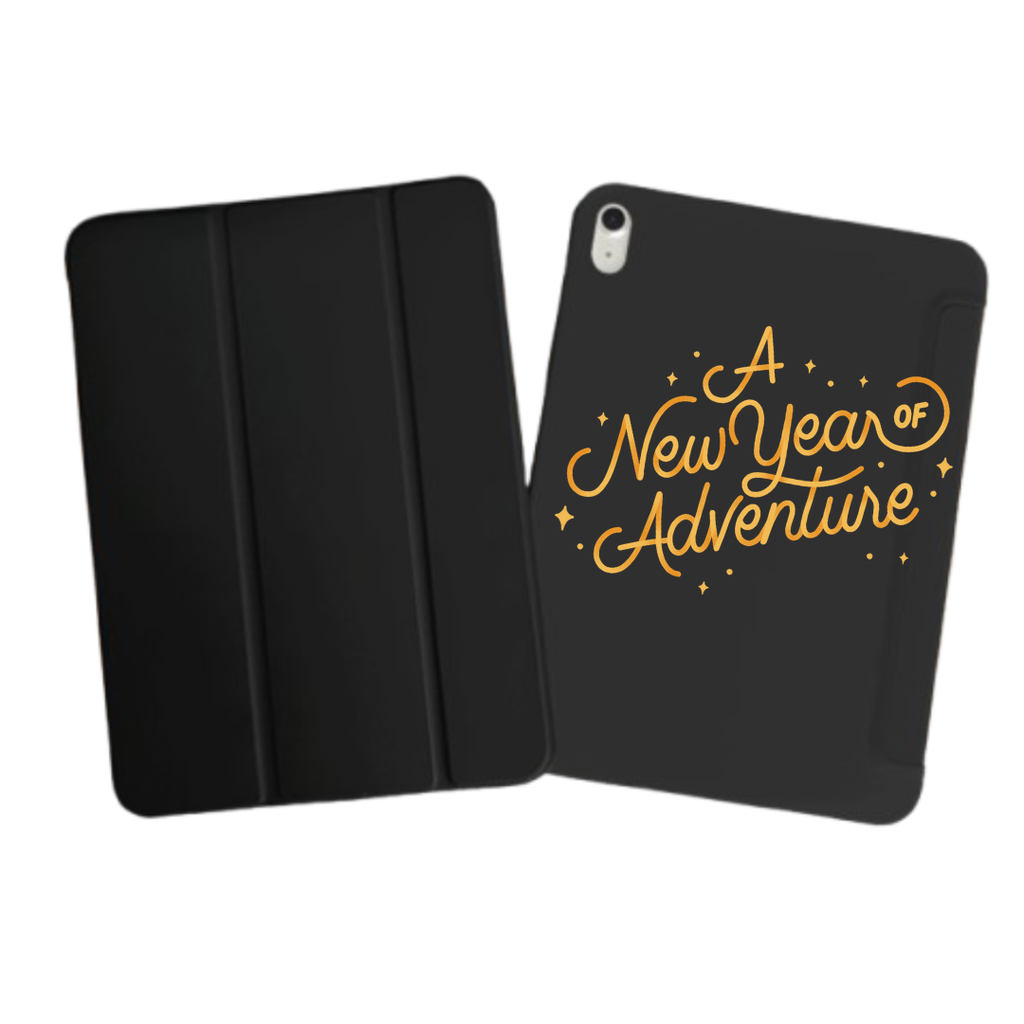iPad Tablet Hoes Semi Bold Textured New Year New Year of Adventure (Samsung Galaxy Tab serie, Zwart)