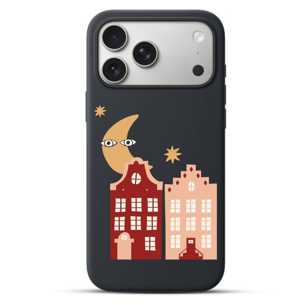 Telefoonhoesje Amsterdam bij Nacht (Apple iPhone serie, Zwart)
