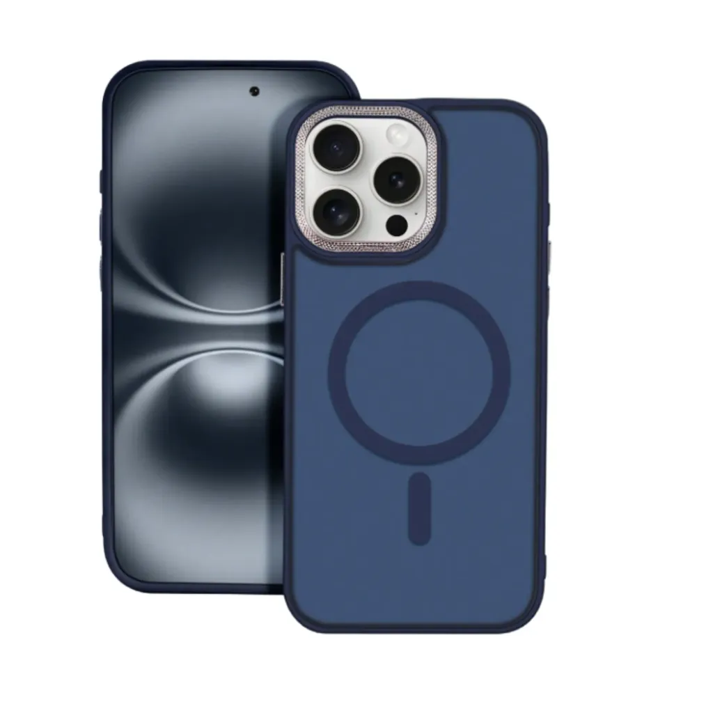 Magnetisch Telefoonhoesje Basic Donkerblauw Gegalvaniseerd Ruitpatroon (Apple iPhone serie)