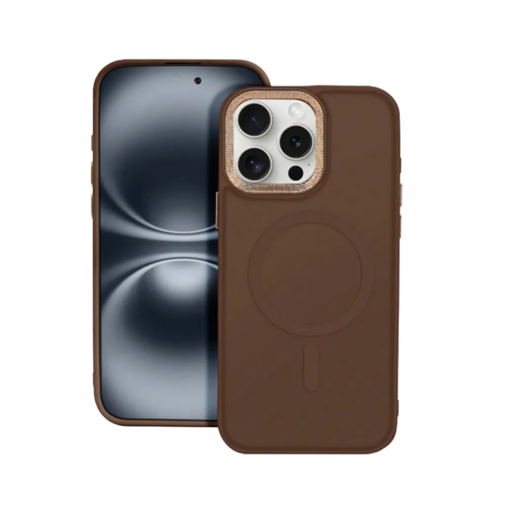 Magnetisch Telefoonhoesje Basic Bruin Gegalvaniseerd Ruitpatroon (Apple iPhone serie)