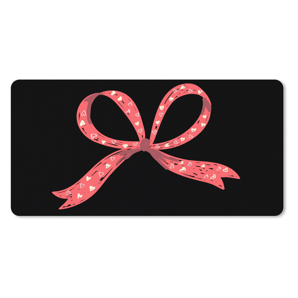 Muismat Ribbon with Heart Print (25 x 21 cm (S), Zwart)