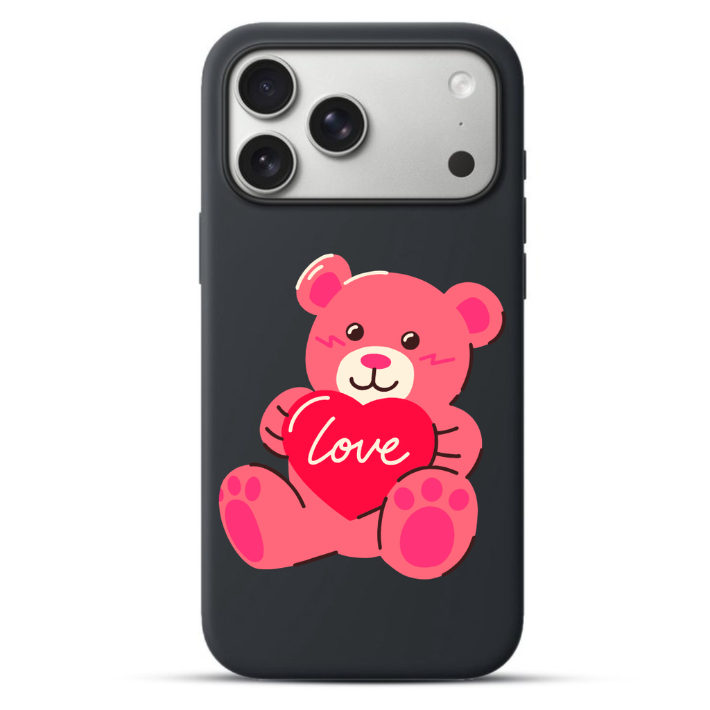 Telefoonhoesje Valentine's Day Teddy Bear (Apple iPhone serie, Zwart)