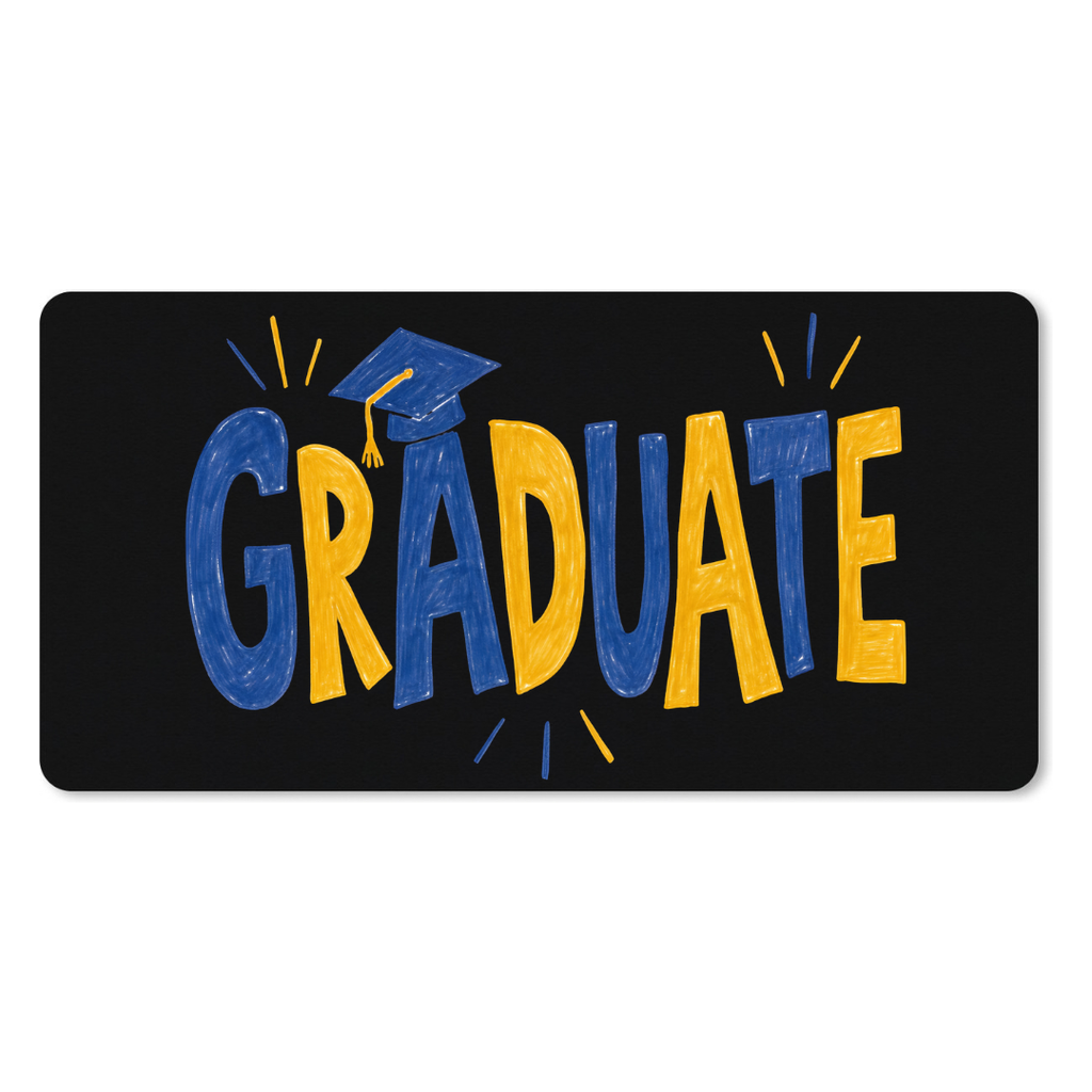 Muismat Graduate Word Hand-Drawn Marker Lettering (25 x 21 cm (S), Zwart)