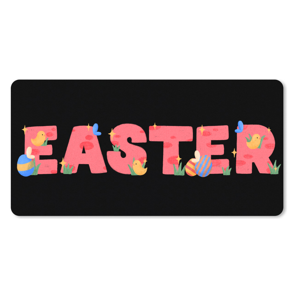 Muismat Geometric Illustrative Easter Typography (25 x 21 cm (S), Zwart)