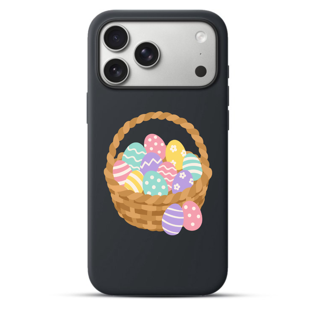Telefoonhoesje Colorful Easter Egg Basket (Apple iPhone serie, Zwart)