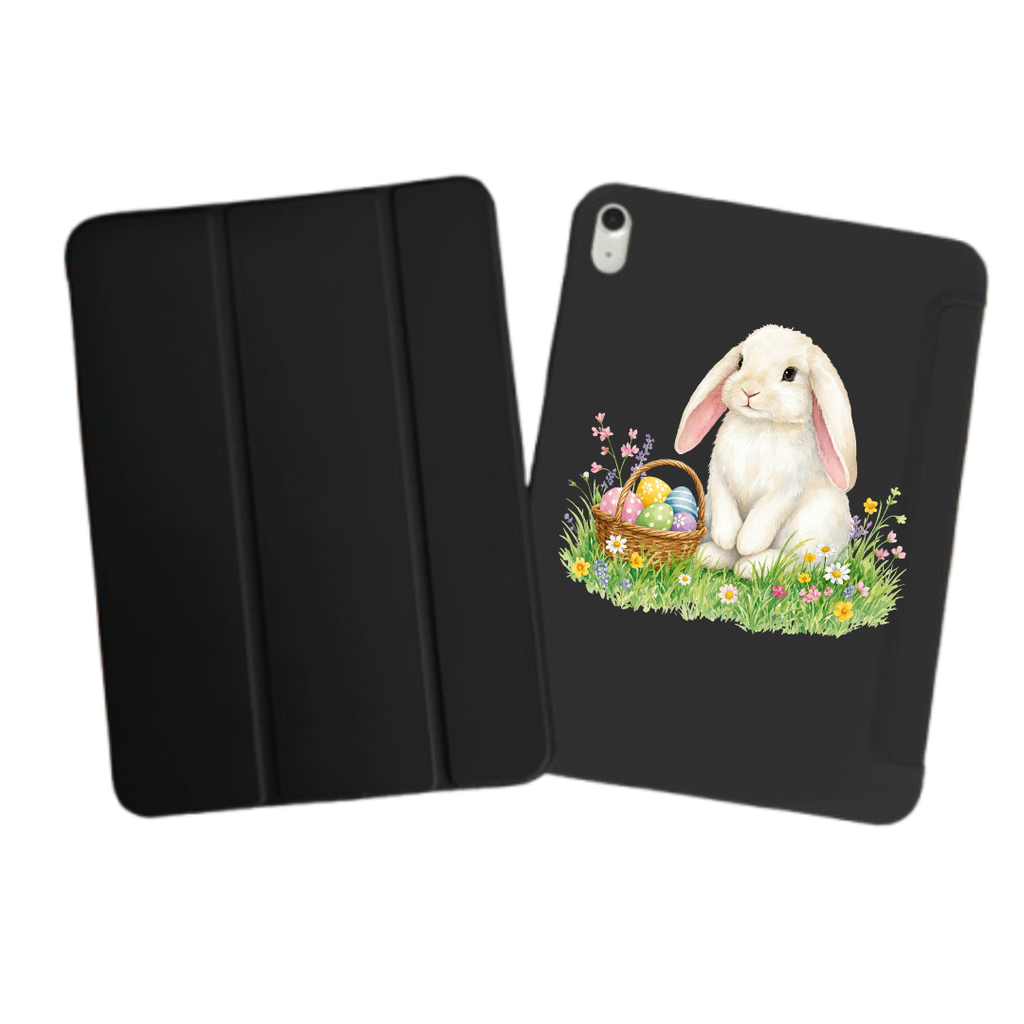 iPad Tablet Hoes Easter Bunny With Eggs In Spring Meadow (Samsung Galaxy Tab serie, Zwart)