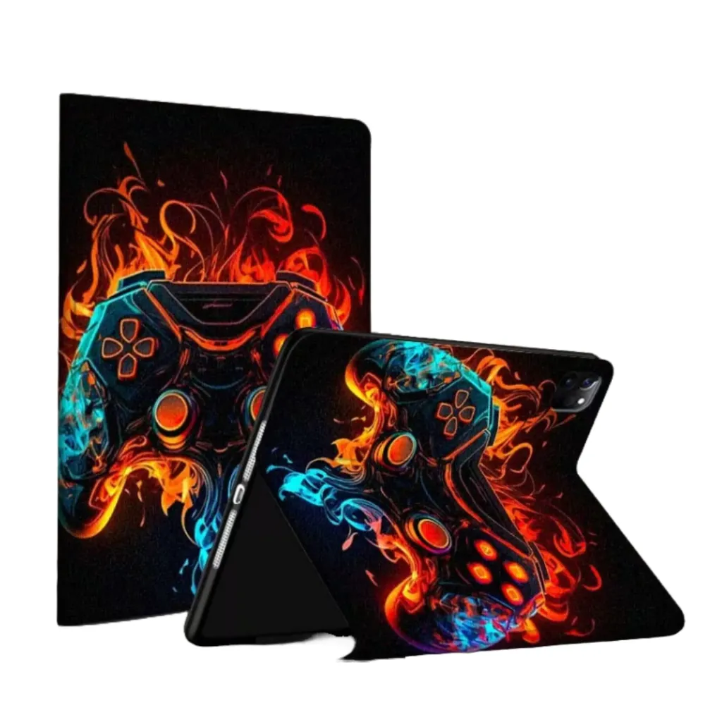 iPad Beschermhoes Gaming Met Gameconsole Vuurpatroon (Apple Ipad Pro serie)