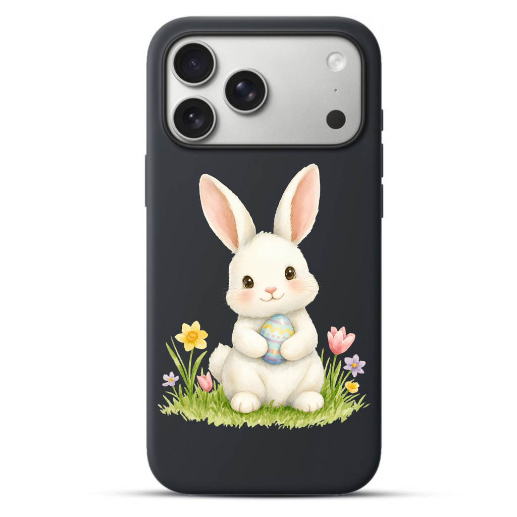 Telefoonhoesje Easter Bunny With Painted Egg (Apple iPhone serie, Zwart)