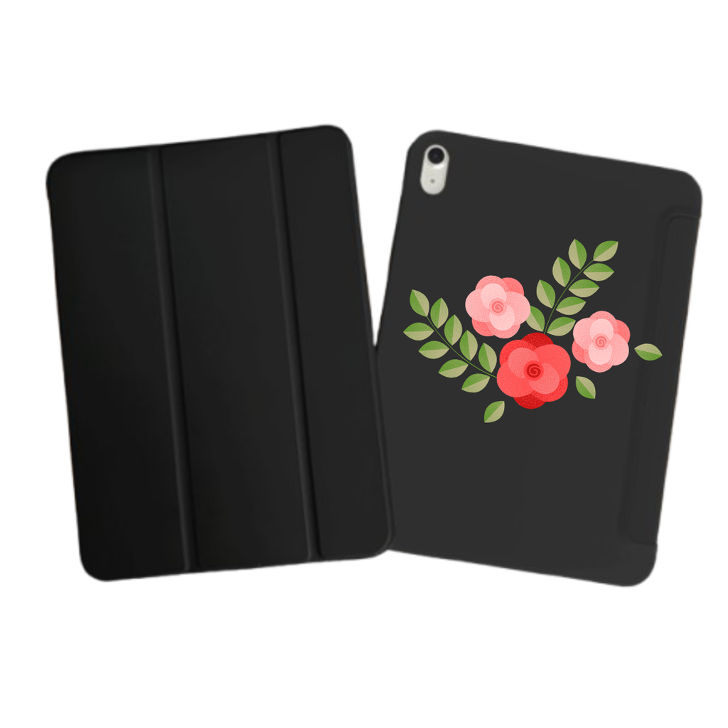 iPad Tablet Hoes Geometric Florals with Textured Grain Roses (Samsung Galaxy Tab serie, Zwart)