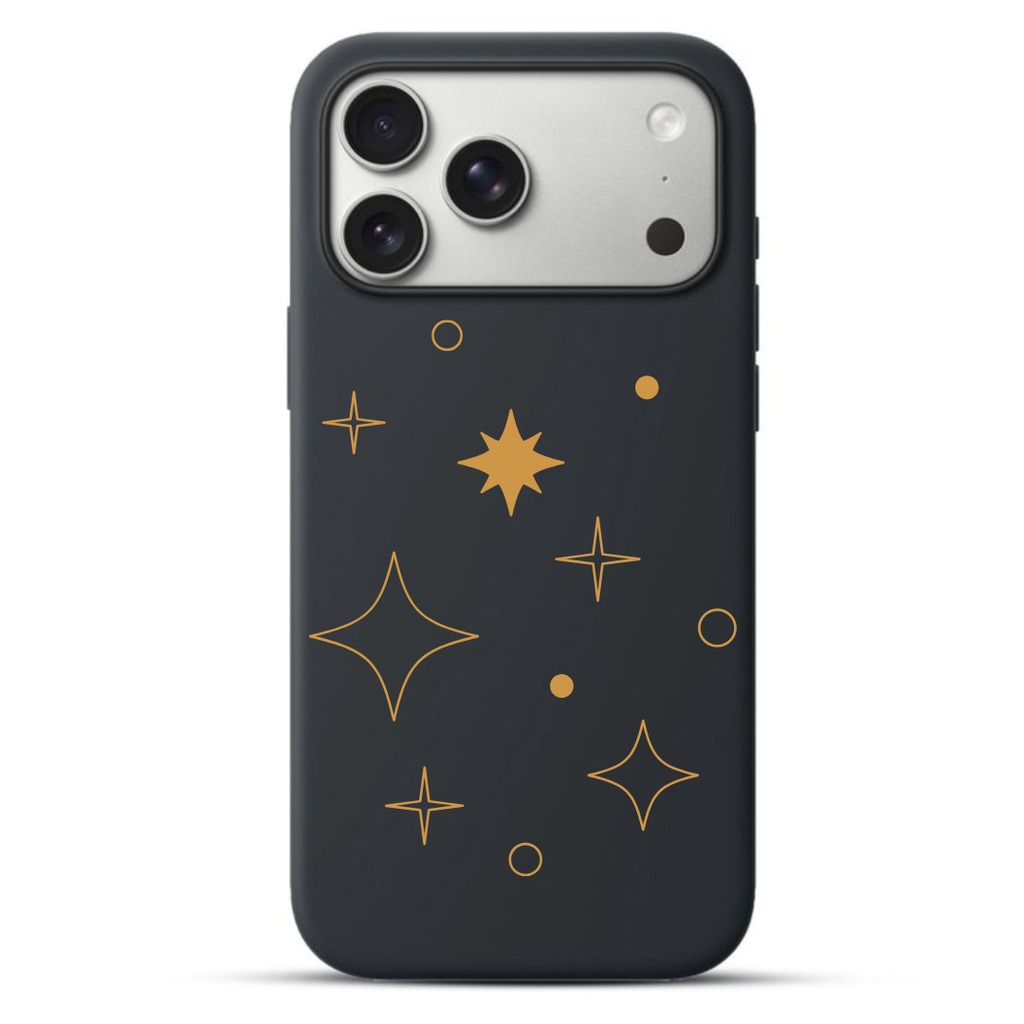 Telefoonhoesje Cosmic Vintage Star Sparkle (Apple iPhone serie, Zwart)