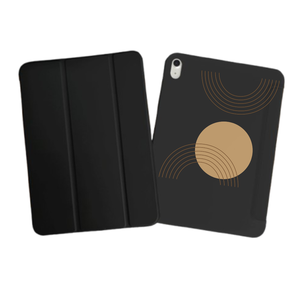 iPad Tablet Hoes Half Round Geometric Lines Element (Samsung Galaxy Tab serie, Zwart)