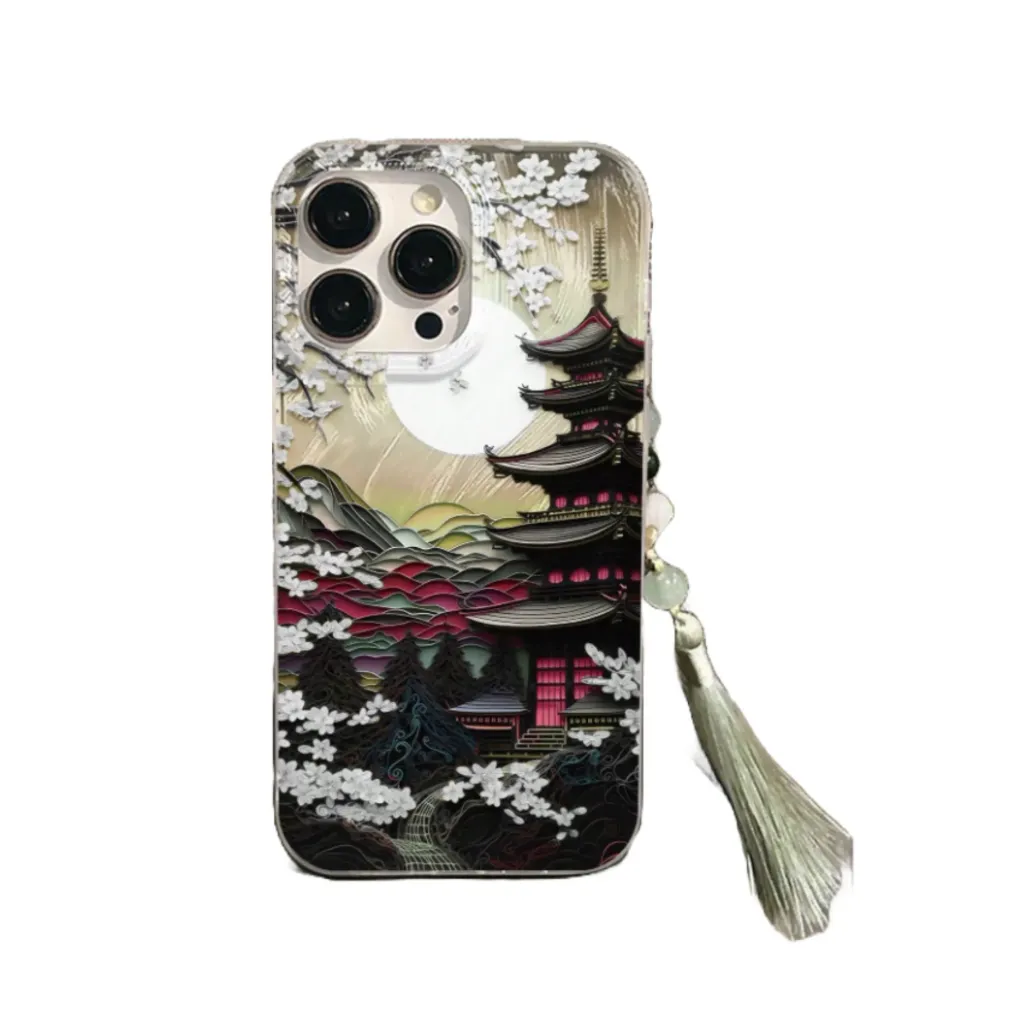 Telefoonhoesje Olieverfschilderij Bloemen Doorschijnend Geschilderd Chinese Stijl (Apple iPhone serie)