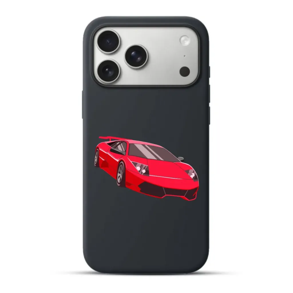 Telefoonhoesje Red Sports Car (Apple iPhone serie, Zwart)