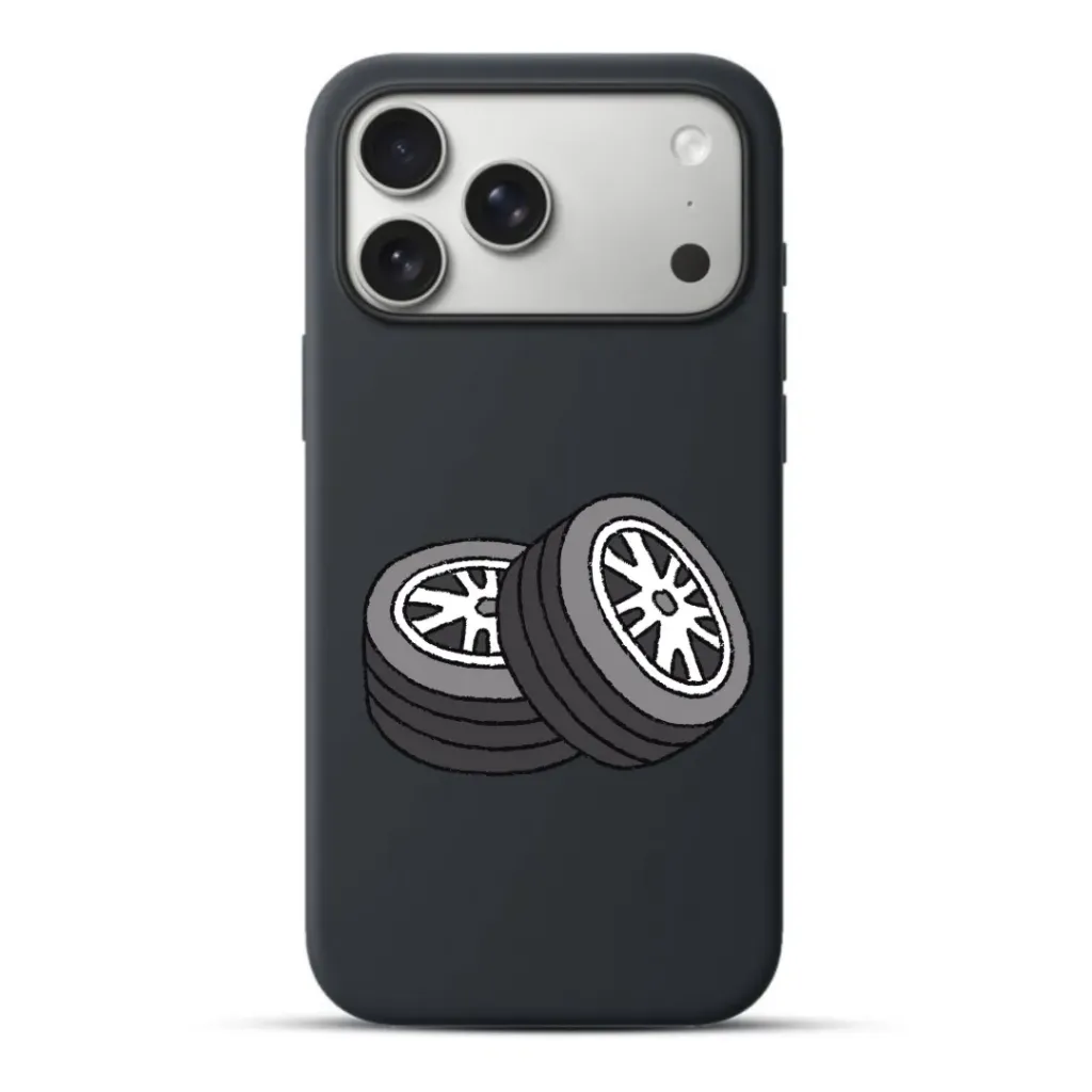 Telefoonhoesje Sketchy Fully Lined Tires (Apple iPhone serie, Zwart)