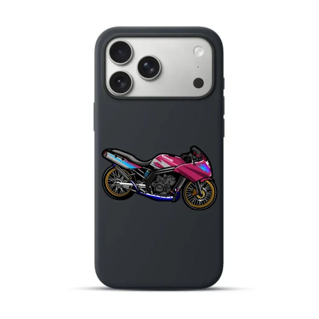 Telefoonhoesje Kawasaki Motorcycle Illustration (Apple iPhone serie, Zwart)