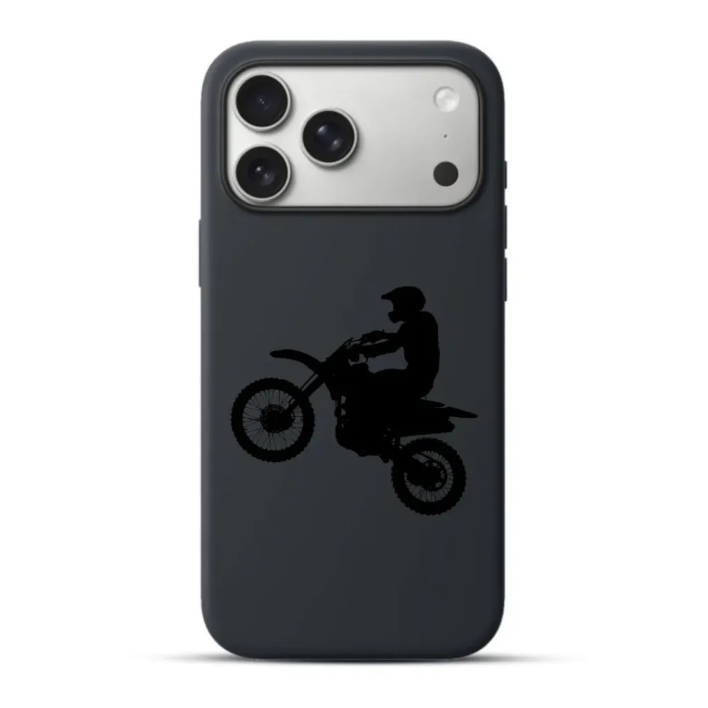 Telefoonhoesje Motorcycle Rider Doing a Stunt (Apple iPhone serie, Zwart)