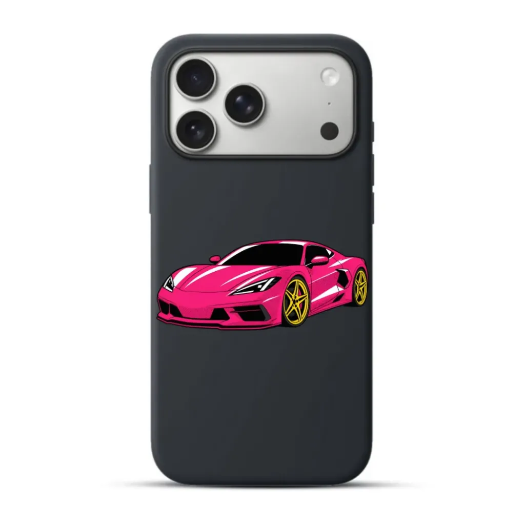 Telefoonhoesje Pink Luxury Sports Car (Apple iPhone serie, Zwart)