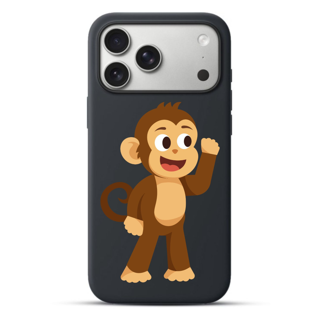 Telefoonhoesje Monkey Happy (Apple iPhone serie, Zwart)