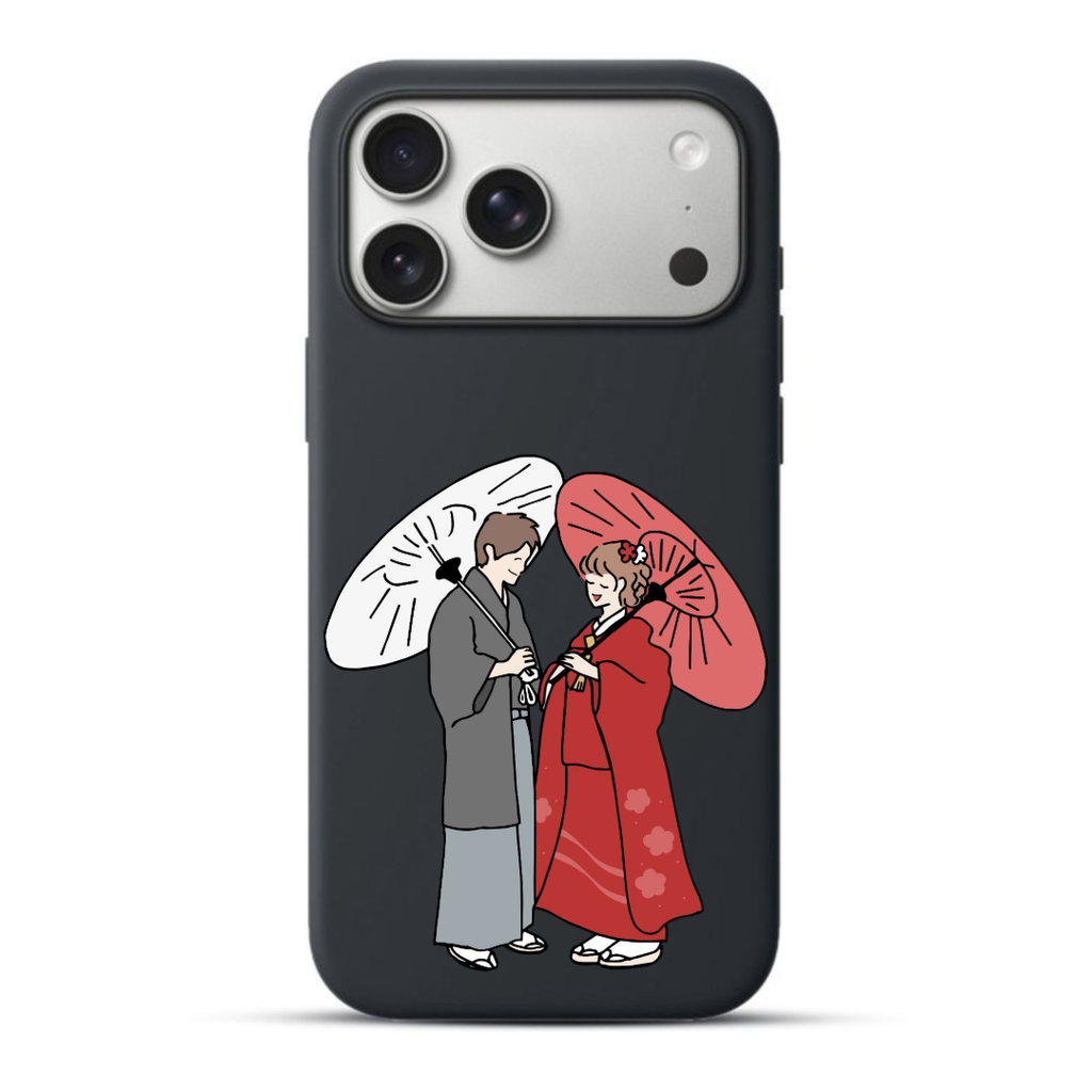 Telefoonhoesje Japanese Kimono Wedding (Apple iPhone serie, Zwart)