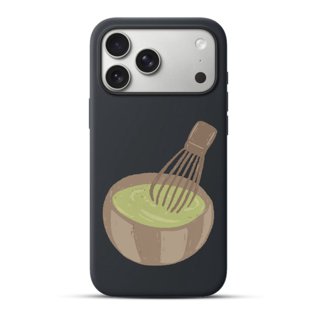 Telefoonhoesje Woodblock Print Matcha (Apple iPhone serie, Zwart)