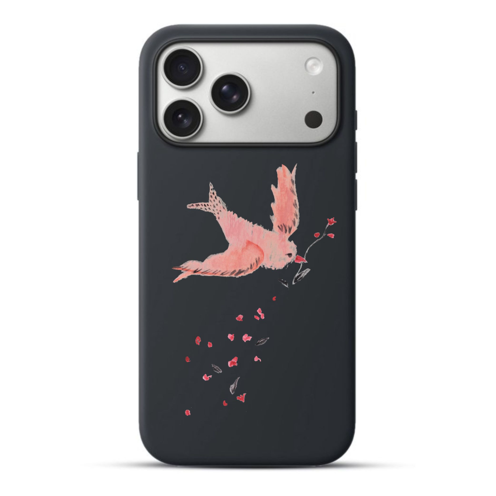 Telefoonhoesje Bird and Flower Mokuhanga (Apple iPhone serie, Zwart)