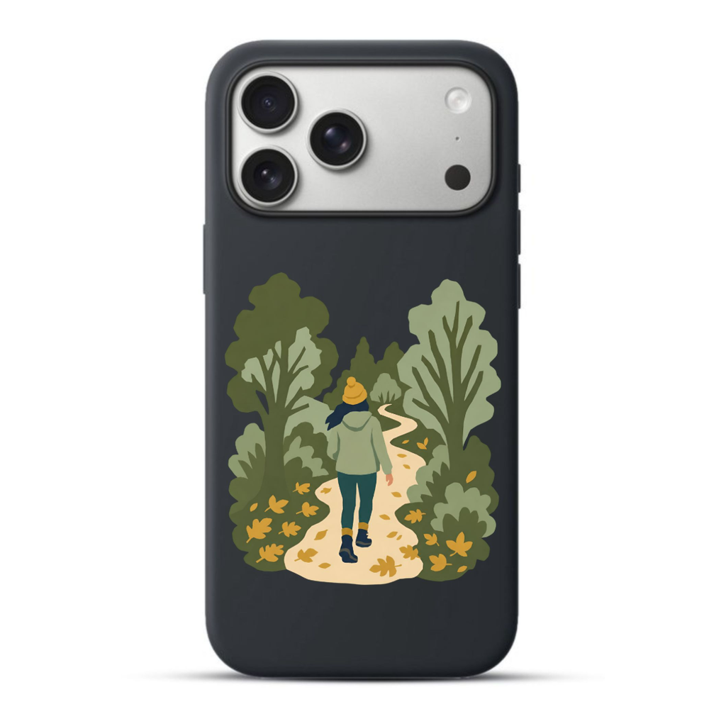Telefoonhoesje Nature Trail Walk Through Woods (Apple iPhone serie, Zwart)