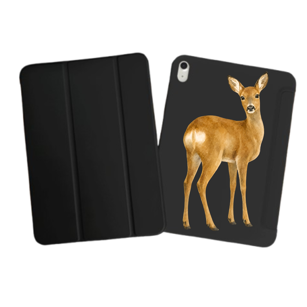 iPad Tablet Hoes Watercolour Deer Standing (Samsung Galaxy Tab serie, Zwart)