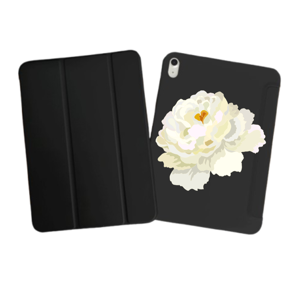 iPad Tablet Hoes White Peony Flower Illustration