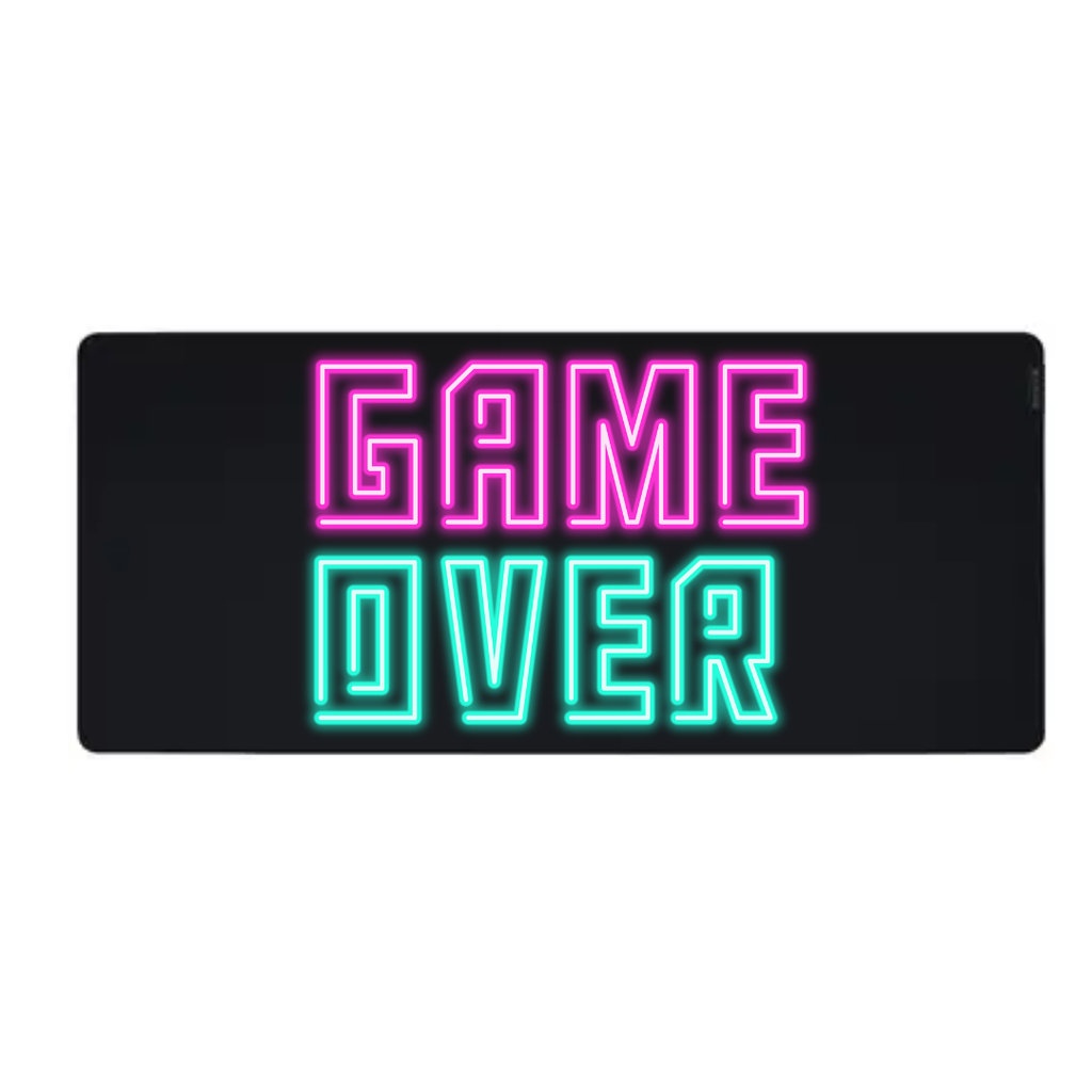 Muismat Neon Typeform Emotes Game Over (25 x 21 cm (S), Zwart)