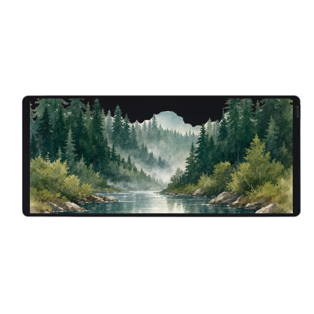 Muismat Watercolor Forest River (25 x 21 cm (S), Zwart)